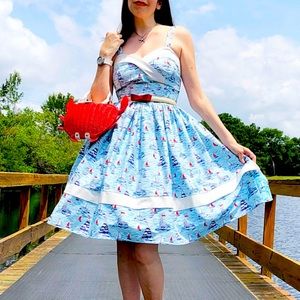 Unique Vintage Sailboat Dress, Size L